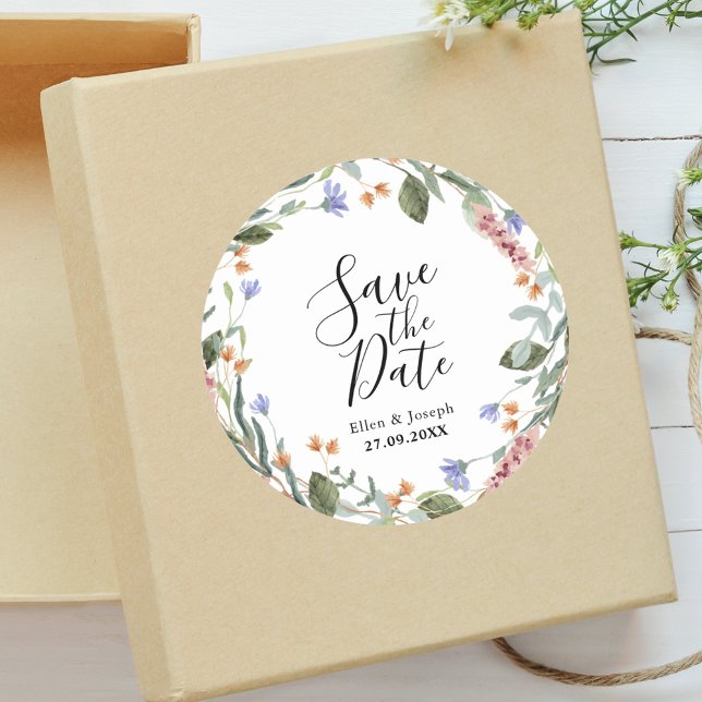 Adesivo Casamento de Flores Silvestres com Verde Rústico S (Rustic floral sticker adds timeless greenery elegance to memorable wedding details.)