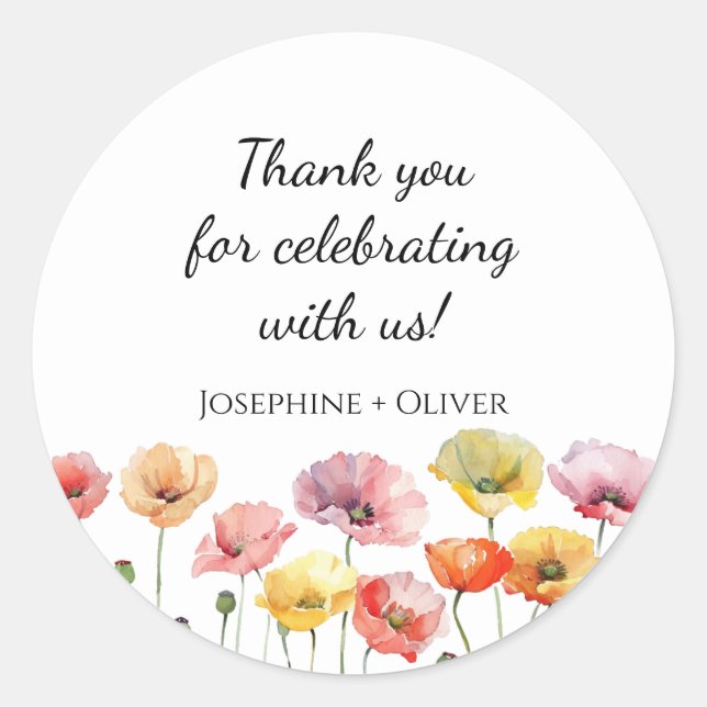 Adesivo Casamento de flores silvestres de papoila colorida (Frente)