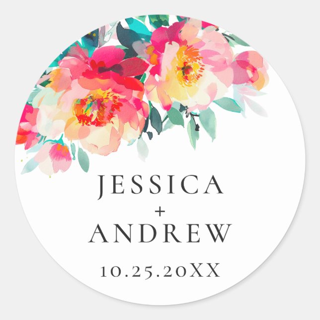 Adesivo Casamento de Flores Silvestres em Aquarela Elegant (Frente)