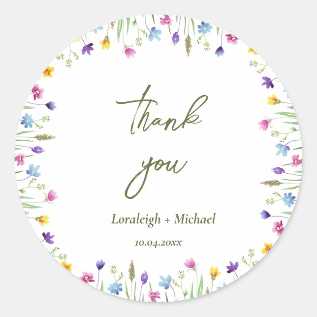 Adesivo Casamento de flores silvestres simples do Chic boh (Frente)