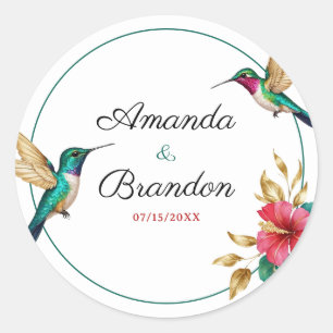 Adesivo Casamento de Flores Tropicais Vermelhas de Aves Hu