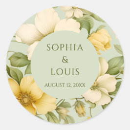 Adesivo Casamento de flores verdes e beges macios