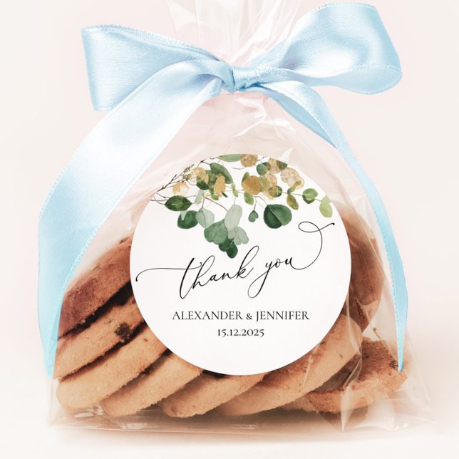 Adesivo Casamento de folha de ouro Elegante Eucalyptus Gre (Criador carregado)