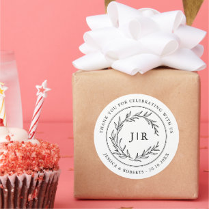 Adesivo Casamento de Folha Negra e Branca Minimalista Obri