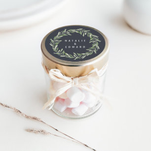 Adesivo Casamento de folhagem de oliveira moderna