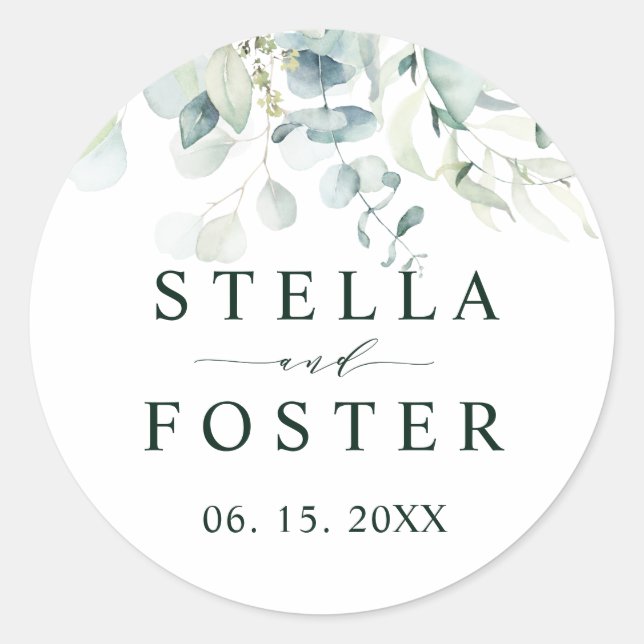 Adesivo Casamento de Folhagem Verde Elegante (Frente)