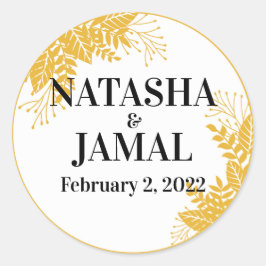 Adesivo Casamento de Folhas Amarelas de Mostarda Elegante