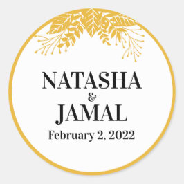 Adesivo Casamento de Folhas Amarelas de Mostarda Elegante