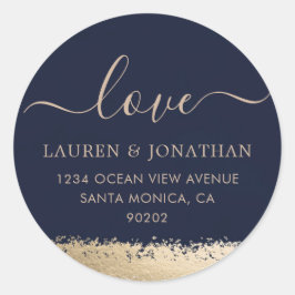 Adesivo Casamento de Folhas de Amor, Marinho e Ouro