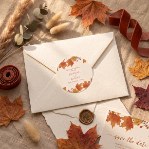 Adesivo Casamento de Folhas de Bordo de Outono Elegante