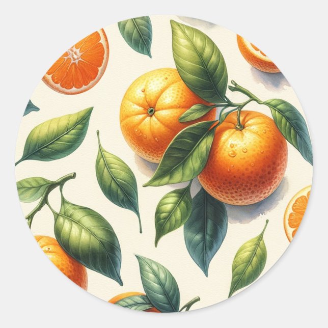 Adesivo Casamento de Folhas de Laranja com Aquarela (Frente)