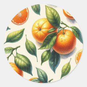 Adesivo Casamento de Folhas de Laranja com Aquarela