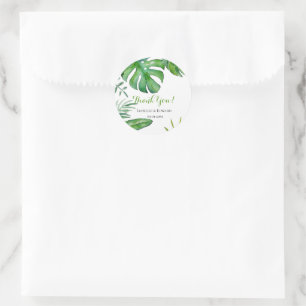 Adesivo Casamento de Folhas de Monstera Verde Aquarela Tro