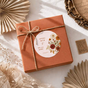 Adesivo Casamento de Folhas de Outono Rústicas Laranja Que