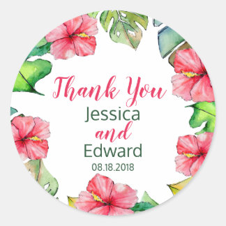 Adesivo Casamento de Folhas Tropicais Floral Havaiana