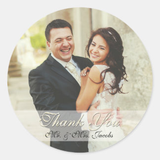 Adesivo Casamento de Foto de Ivory Obrigado Stickers