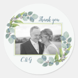 Adesivo Casamento de Foto Eucalyptus Obrigado