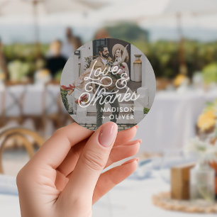 Adesivo Casamento de Fotos de Amor e Obrigados Modernos