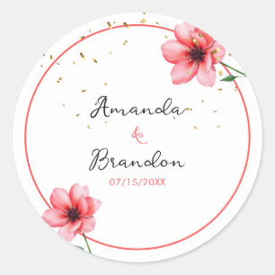 Adesivo Casamento de Frame de Confetti Floral Rosa-Blush C