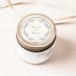 Adesivo Casamento de Frame Floral Rustic Vintage<br><div class="desc">Vinheta de casamento Rústico e Elegante de arte floral com um design de coroa botânica poeirento de cor azul.</div>