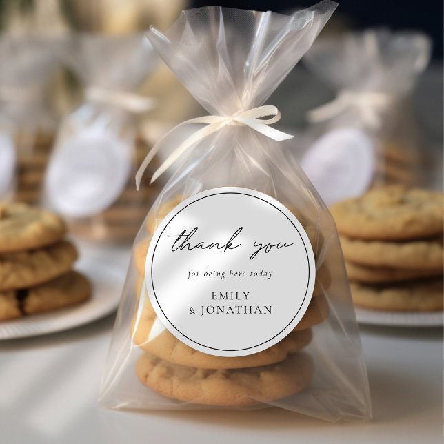 Adesivo Casamento de Fronteira de Linha de Script Elegante (Criador carregado)