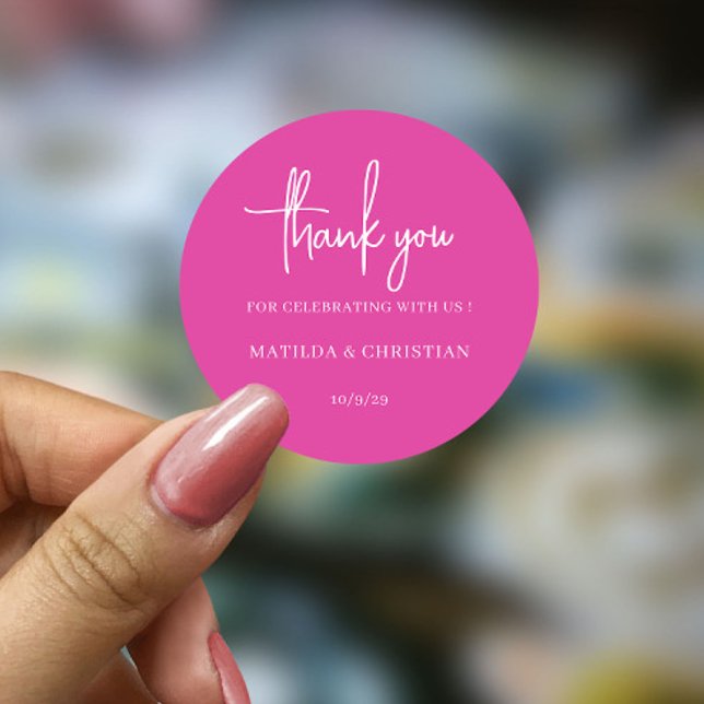 Adesivo Casamento de Fuchsia Rosa Minimalista (Criador carregado)