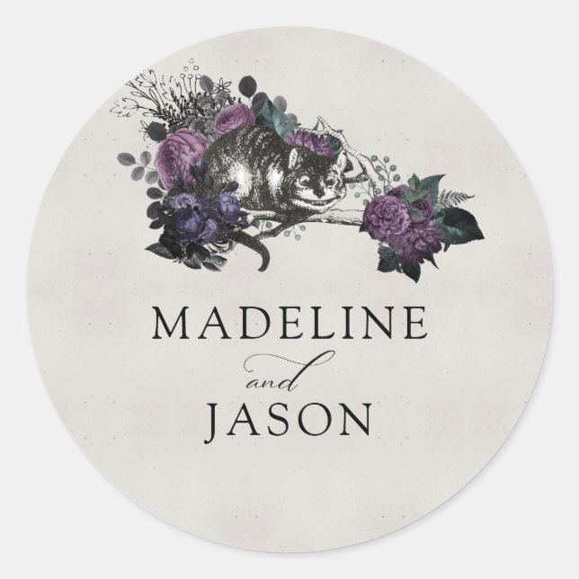 Adesivo Casamento De Gatos Florais De Ameixas De Cinza Vin (Frente)