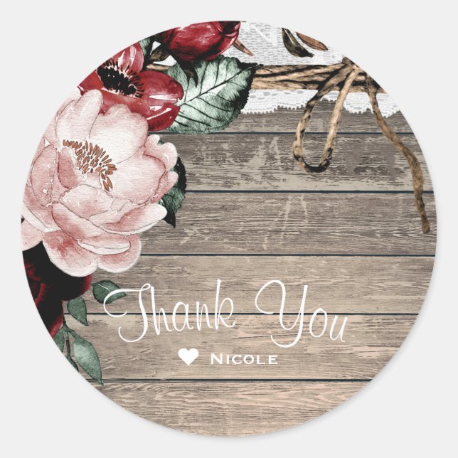 Adesivo Casamento de Glam Floral Rustic Wood & Lace Barn (Frente)