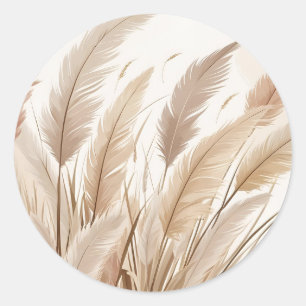 Adesivo Casamento de Grama de Pampas Bege Boho