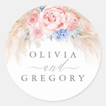 Casamento de Grass de Pampas Florais Dusty Blue e 