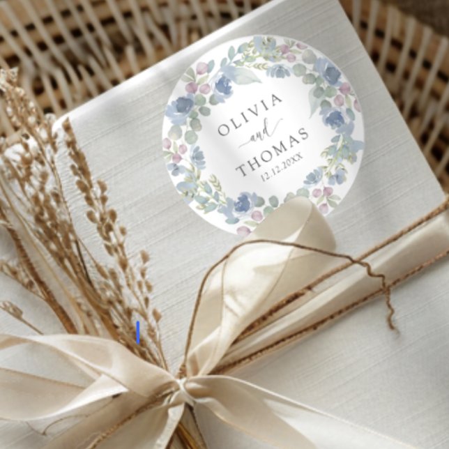 Adesivo Casamento de Grinalda Floral Azul Boho (Criador carregado)