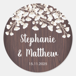 Adesivo Casamento de Gypsophila com Bebês de madeira rusti