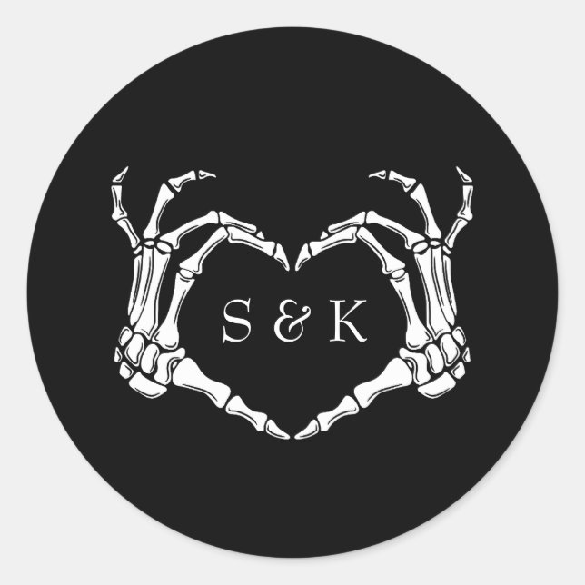 Adesivo Casamento de Halloween do Esqueleto Romântico Góti (Frente)