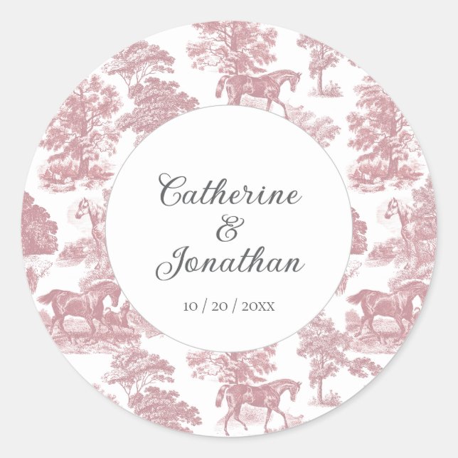 Adesivo Casamento de Horros Rosa-Rosa-Rosa-Picante Elegant (Frente)