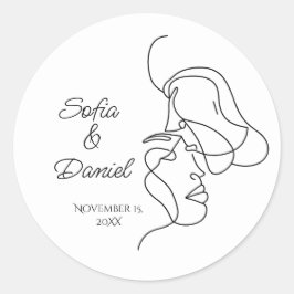 Adesivo Casamento de ilustração de Casal de Arte de Linha 