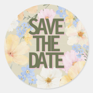 Adesivo Casamento de Ilustração Floral de Watercolor