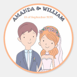 Adesivo Casamento de Ilustração Simples e De Cartoon-Iike
