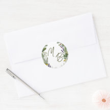 Casamento de iniciais de floresta de madeira rústi