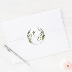 Adesivo Casamento de iniciais de floresta de madeira rústi