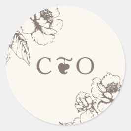 Adesivo Casamento de Iniciais de Jardim Floral Elegante Vi