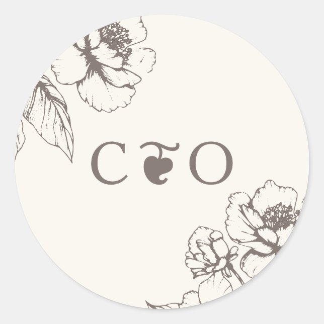 Adesivo Casamento de Iniciais de Jardim Floral Elegante Vi (Frente)