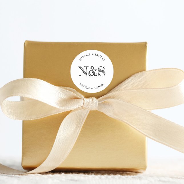 Adesivo Casamento de Iniciais de Negrito Elegante Minimali (Criador carregado)
