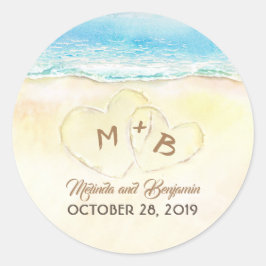 Adesivo Casamento de Iniciais do Coração do Mar Azul e da 
