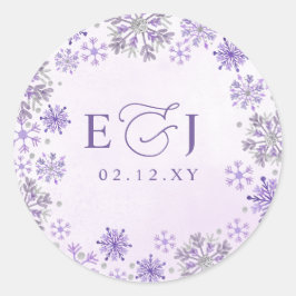 Adesivo Casamento de Inverno Flocos de Neve Roxo Prata Mon