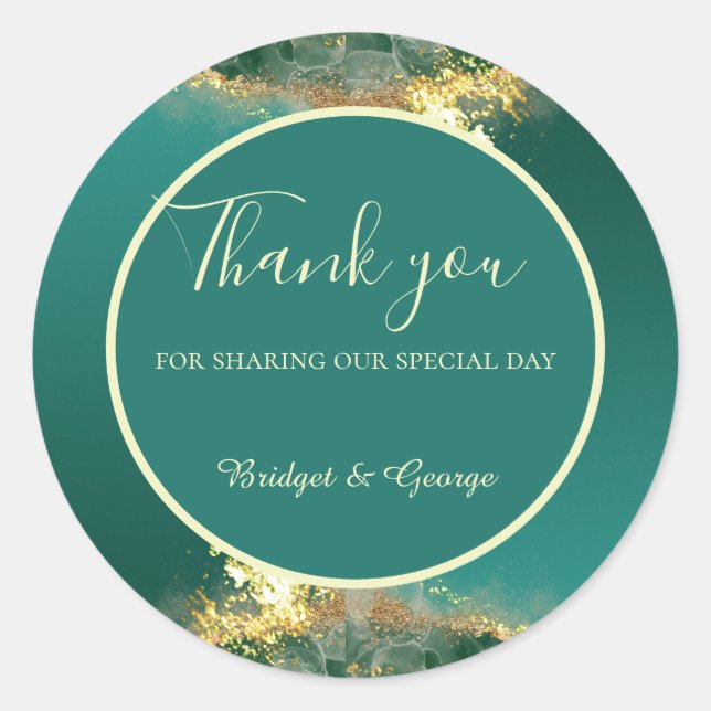 Adesivo Casamento de joias de ouro verde-esmeralda (Frente)