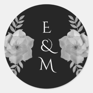 Adesivo Casamento De Lama De Prata De Monograma Floral Ele