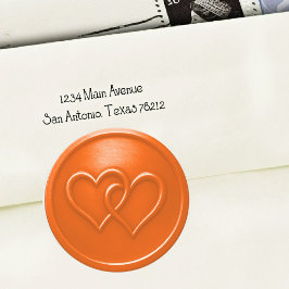 Adesivo Casamento de Laranja com Dois Corações Entrelaçado