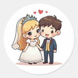 Adesivo Casamento de Leite Mágica - Casal Chibi