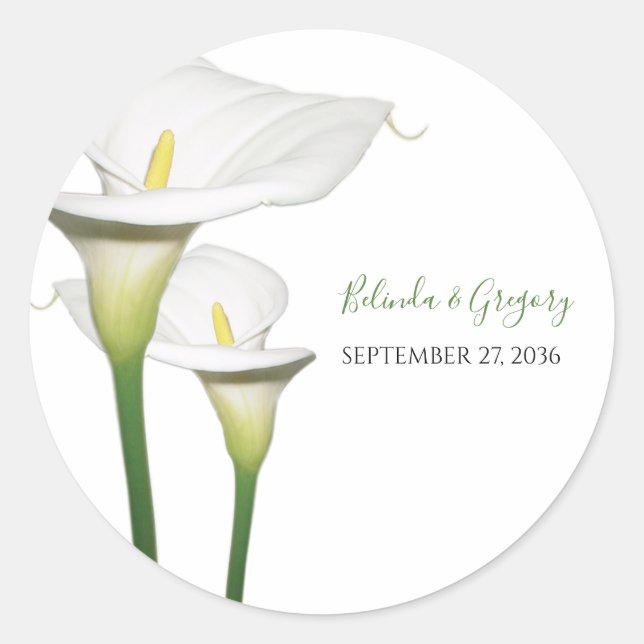Adesivo Casamento de Lírios de Calla Branca Elegante (Frente)