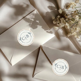 Adesivo Casamento de Listras de Pêssego e Creme com Monogr